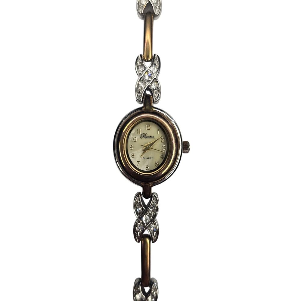 Vintage ROYALTON Rhinestone Gold Silver Women's WATCH New Gift As Is Rare NOS - Picture 2 of 10